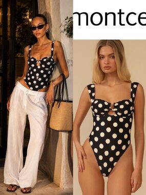 New season!  Montce Lisa Polka Dot one piece wired swimsuit size large UPF50